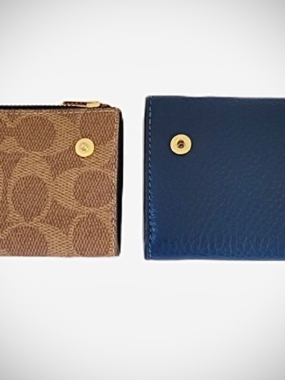 New Coach Two-in-One detachable Card Wallet Signature Canvas Blue Pebble Leather - Picture 7 of 10